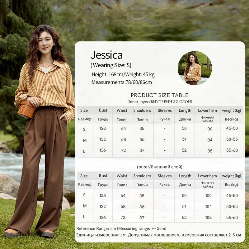 MISHOW Loose Lapel Collar Stripe Fake Two Piece Splicing Shirt for Women 2025 O-neck Asymmetric Square Pocket Shirts MXD43C0303