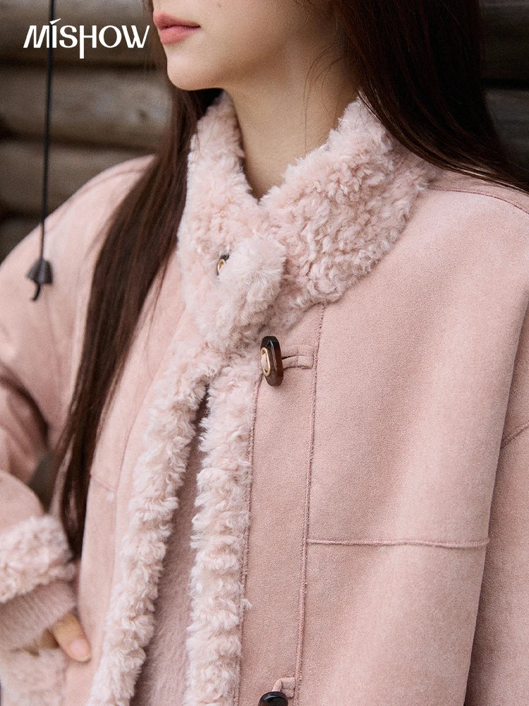 MISHOW Winter Jacket Women 2025 Elegant Luxury Suede Composite Fur Stand-up Collar Short Jacket Windproof Warm Coat MXE87W0941