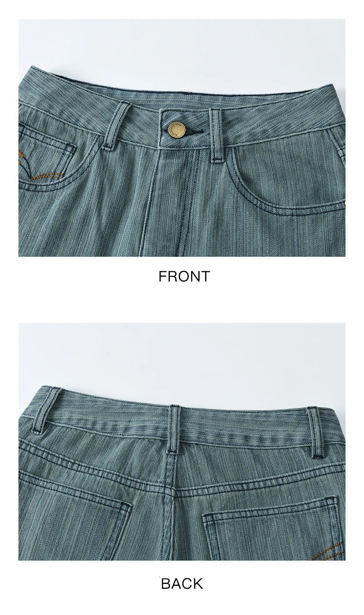 MISHOW Versatile Denim Straight Leg Pants for Women Spring 2025 Embroidery Pockets Commuting Loose Denim Trousers MXE14K0870