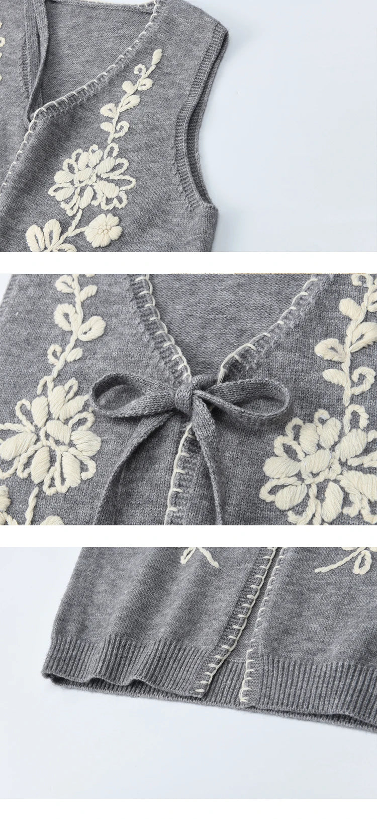 MISHOW Women's Knitted Vests 2025 Autumn Solid Embroidered Vest V-neck Tie Short Loose Outerwear Versatile Knit Top MXE45Z1397