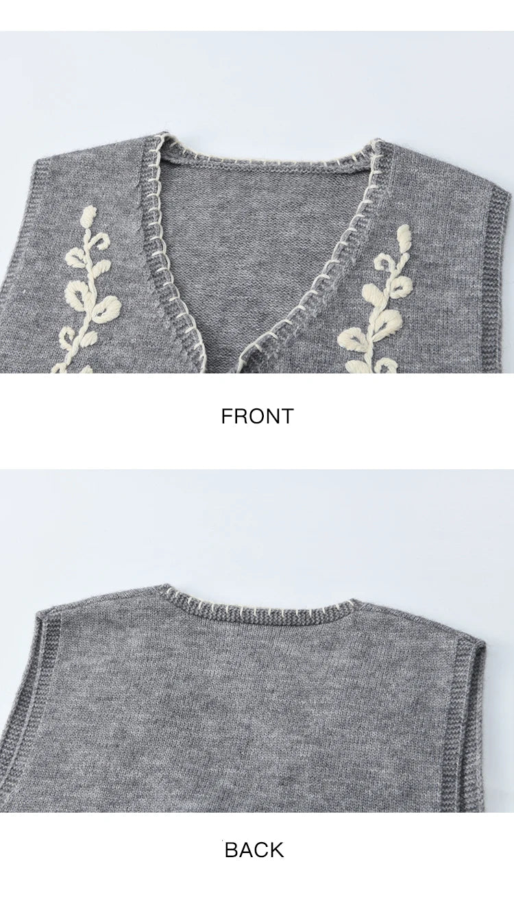 MISHOW Women's Knitted Vests 2025 Autumn Solid Embroidered Vest V-neck Tie Short Loose Outerwear Versatile Knit Top MXE45Z1397