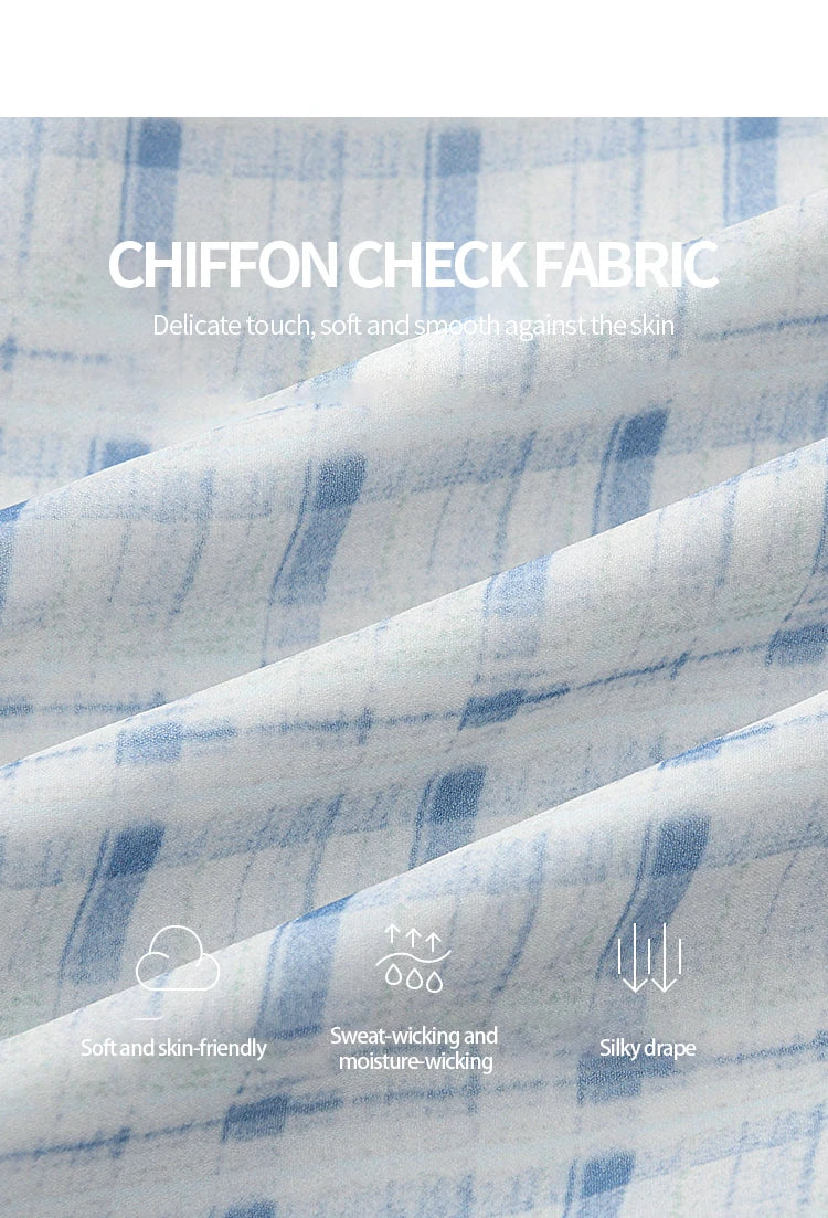 MISHOW Patchwork Plaid Chiffon Half Skirt for Women 2025 Summer Fashion Irregular Wave Edge High Waist A-line Skirt MXE34B0739