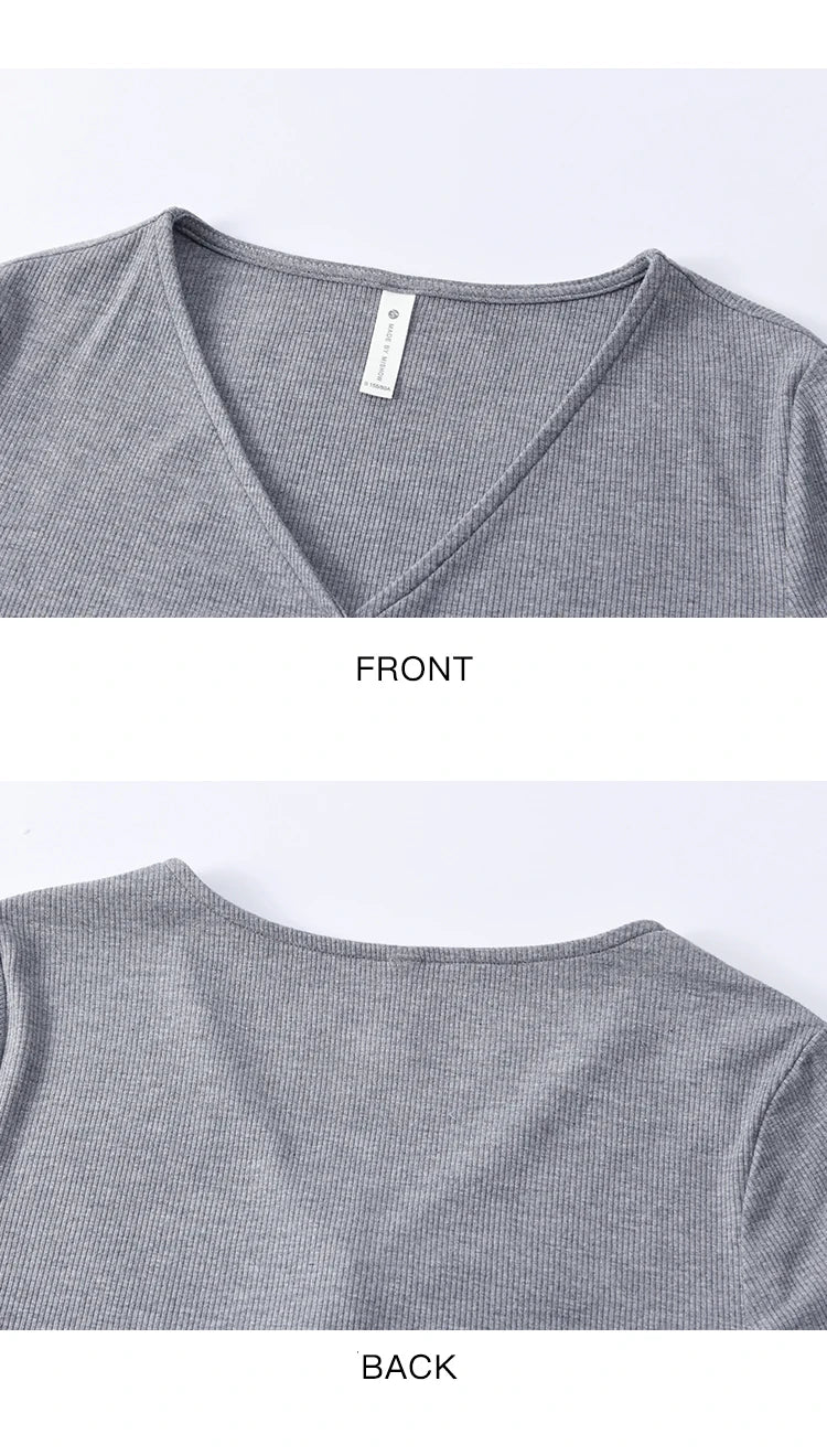 MISHOW Knitted Sweater Solid Color V-neck Long Sleeved Women Spring Summer New Fashion Elastic Slim Tshirt Tops Sweet MXE11Z1076