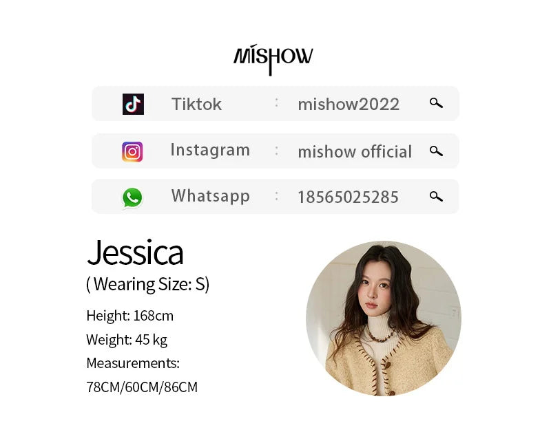 Mishow Apricot Round Neck Wool Blend Coat MXE88W0885