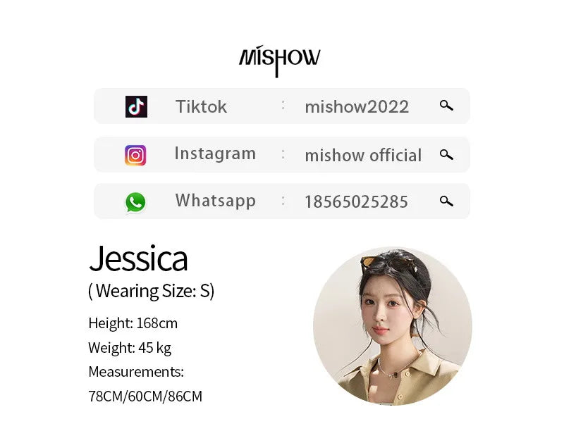 MISHOW Women's Khaki Three-Piece Set Spring Cropped Lapel Short Jacket Irregular Polka Dot Vest Wide Leg Pants Set MXF13T1478