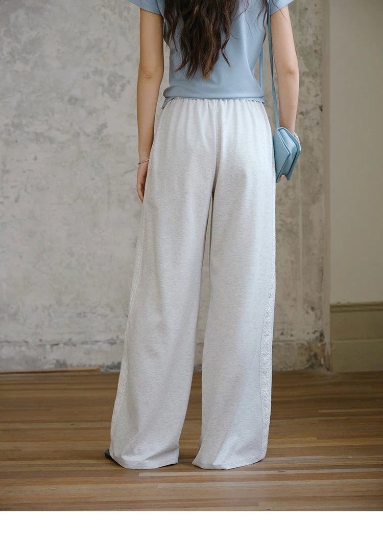 MISHOW Light Grey High Waist Pants Women 2025 Summer Casual Straight Elastic Waist Wide Leg Pants Women's Clothing MXE31K0901