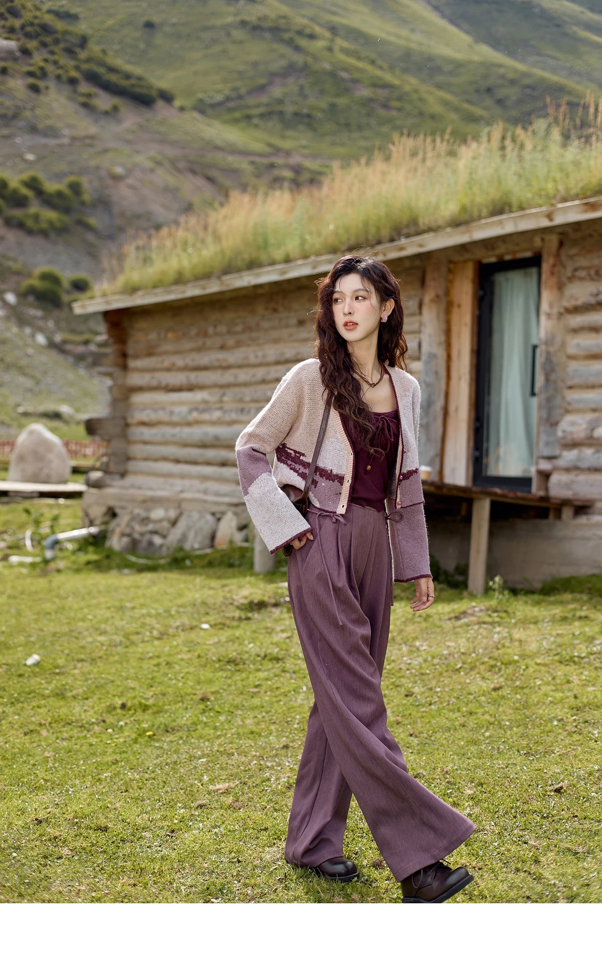 MISHOW Core Spun Purple Suspender Bow Tied Beading Top Solid Sleeveless Wavy Hem Tanks Adjustable Shoulder Strap Tops MXD42D0041