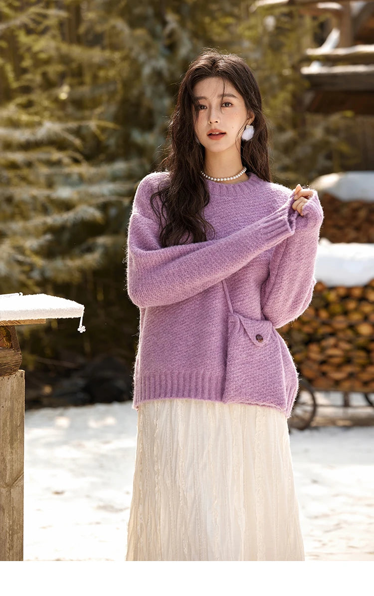 MISHOW Knitted Sweater Daily Leisure Versatile Pullovers Match Bag Oversized Sweater Women Soft Warm Office Lady MXD57Z1083
