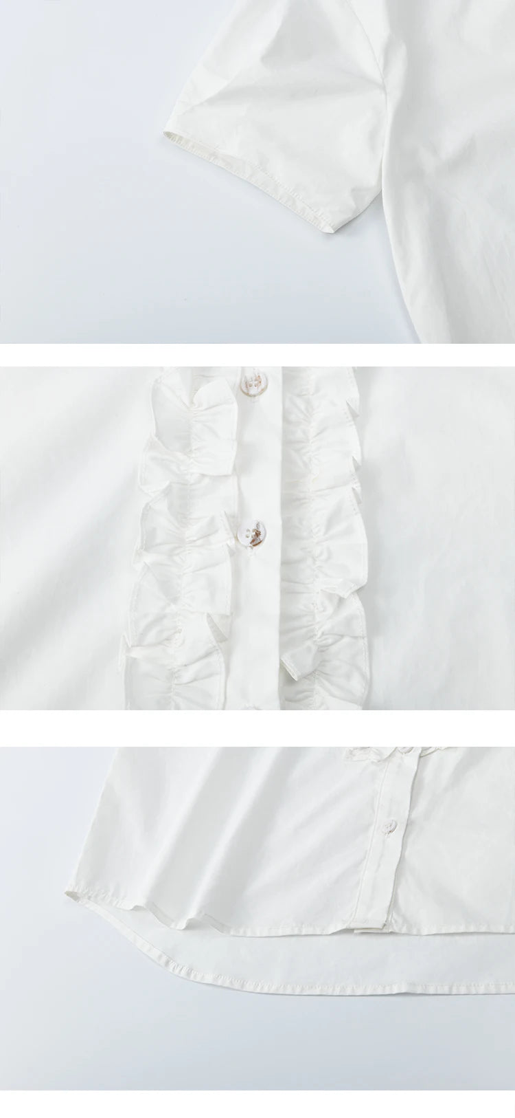 MISHOW Fashion V-neck Shirt for Women Summer 2025 Thin Short Sleeve Patchwork Double Layer Fungus Edge Button Top MXE35X1793