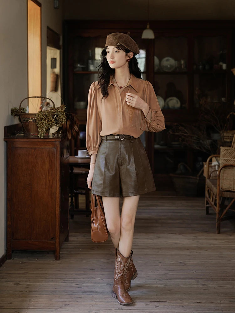 MISHOW High Waist Loose Casual Short Pants for Women Spring Autumn 2024 Versatile Slim Solid Straight Leg Shorts MXD41K0721