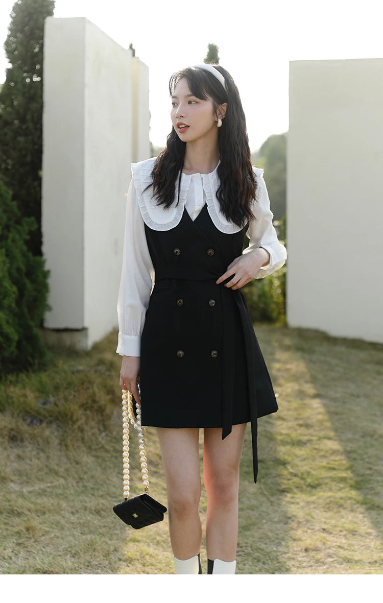 MISHOW Spring Vest Dress Korean Doll Collar Shirt Long Sleeve Elegant Shirt Female Clothing Separately Office Lady MXB12C0199
