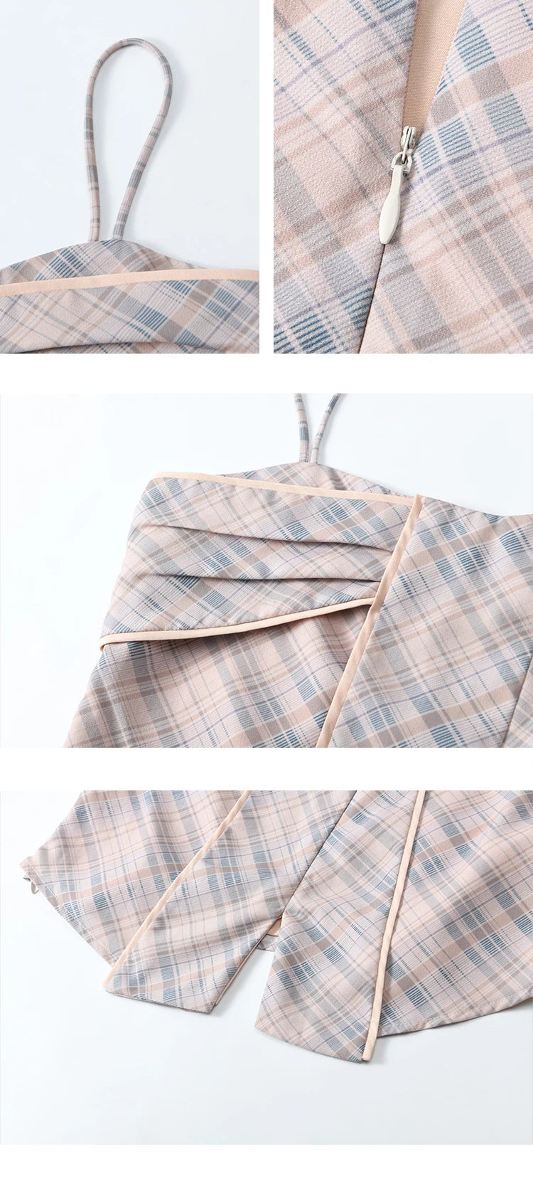 MISHOW Women's Plaid Camisole 2025 Spring Contrasting Retro Bowknot V-neck Waist Slim Top Back Elasticity Sweet Tanks MXE11D0046