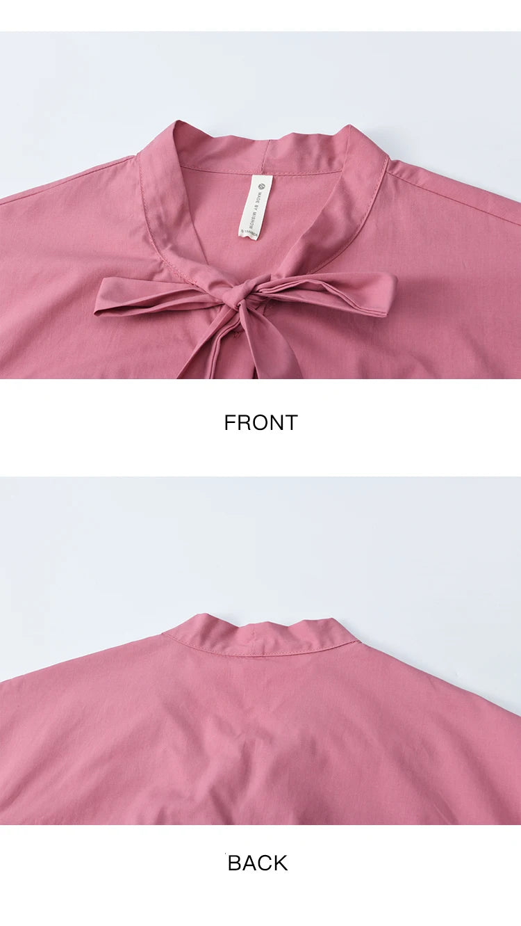 MISHOW Women's Rose Red Stand Collar Shirt 2025 Autumn Bow Tie Hem Splicing Lace Tops Elegant Shirts Office Lady MXE43C2380