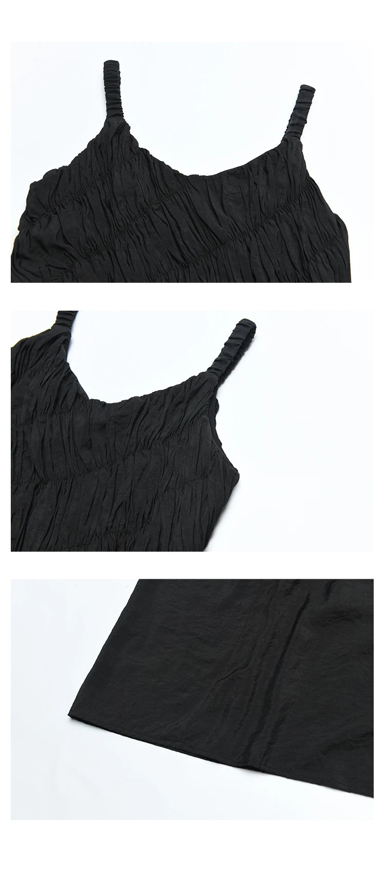 MISHOW French Retro Pleated Upper Suspender Dress for Women 2024 Summer Vacation Sleeveless Solid Mid Length Dresses MXD26L1939