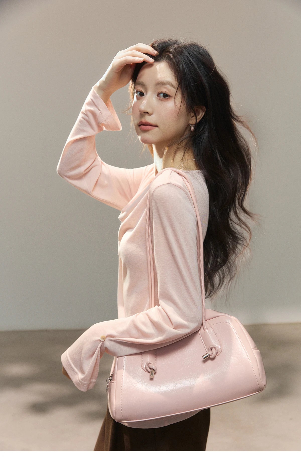 MISHOW Women's Multi Colored Knitted Top 2026 Spring Swinging Collar Flare Sleeve Top Side Twist Whist Casual T-Shirt MXF13T1473