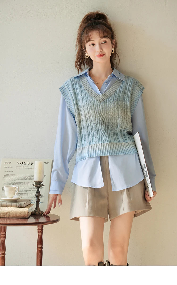 MISHOW Women's Casual Loose Shirt 2023 Autumn Turn-down Collar Embroidery Hollowed Out Single Breasted Mid Length Top MXC41C0077