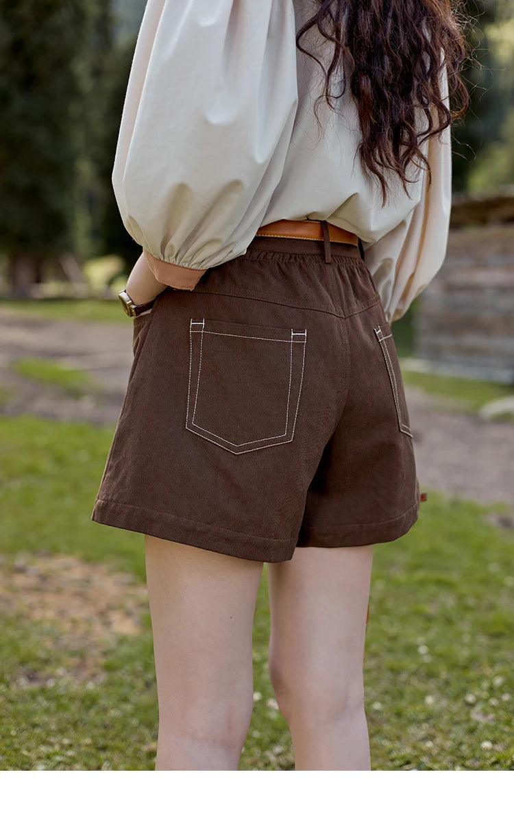 MISHOW High Waist Loose Casual Short Pants for Women Spring Autumn 2024 Versatile Slim Solid Straight Leg Shorts MXD41K0721