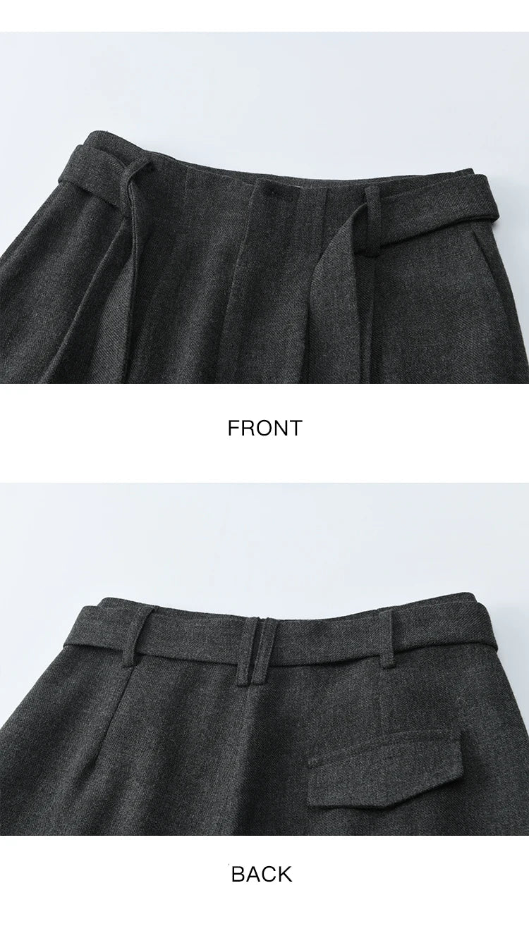 MISHOW Women's Winter Pants 2025 Retro Gray Wide-leg Pants Loose Warm Comfortable Commute Slim Trousers Woman Clothes MXE89K1099