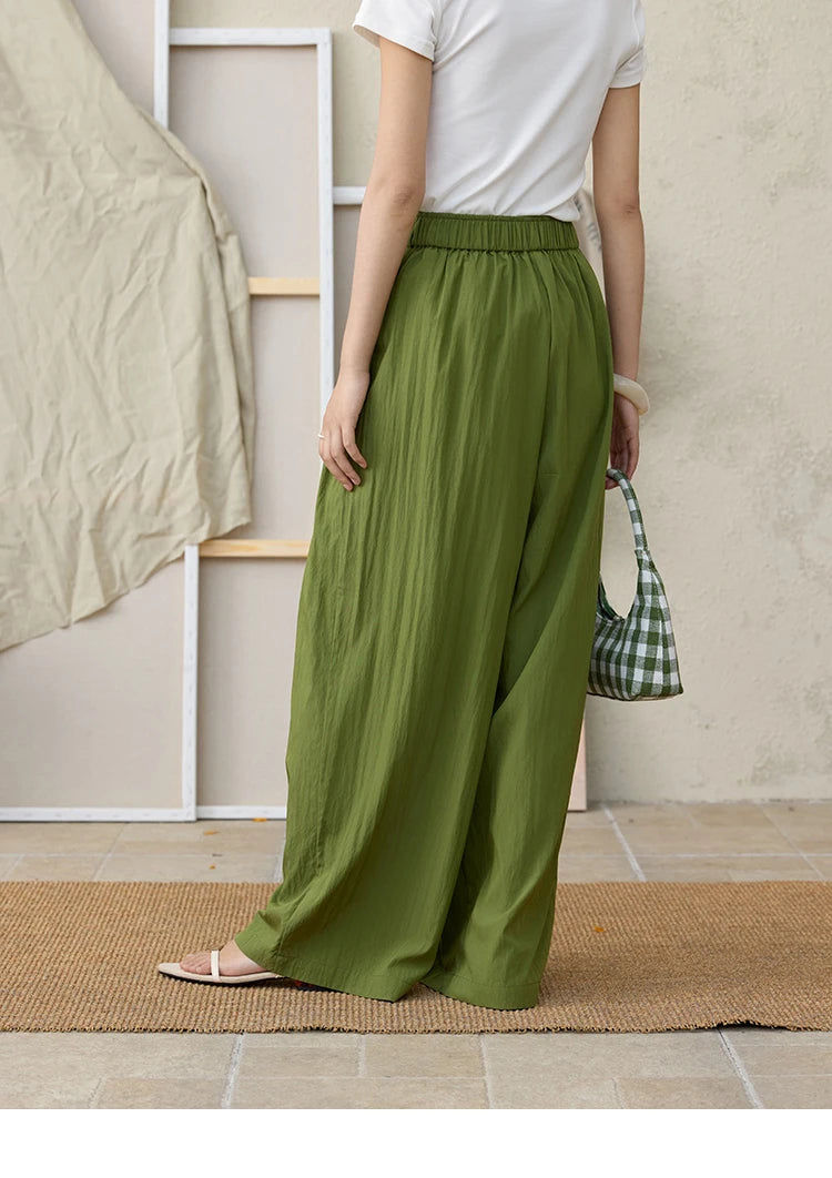 MISHOW Office Lady Summer Pants Women New 2025 Solid Loose High Waist Elastic Wide Cool Wide Leg Pant Female Slimming MXE31K0920