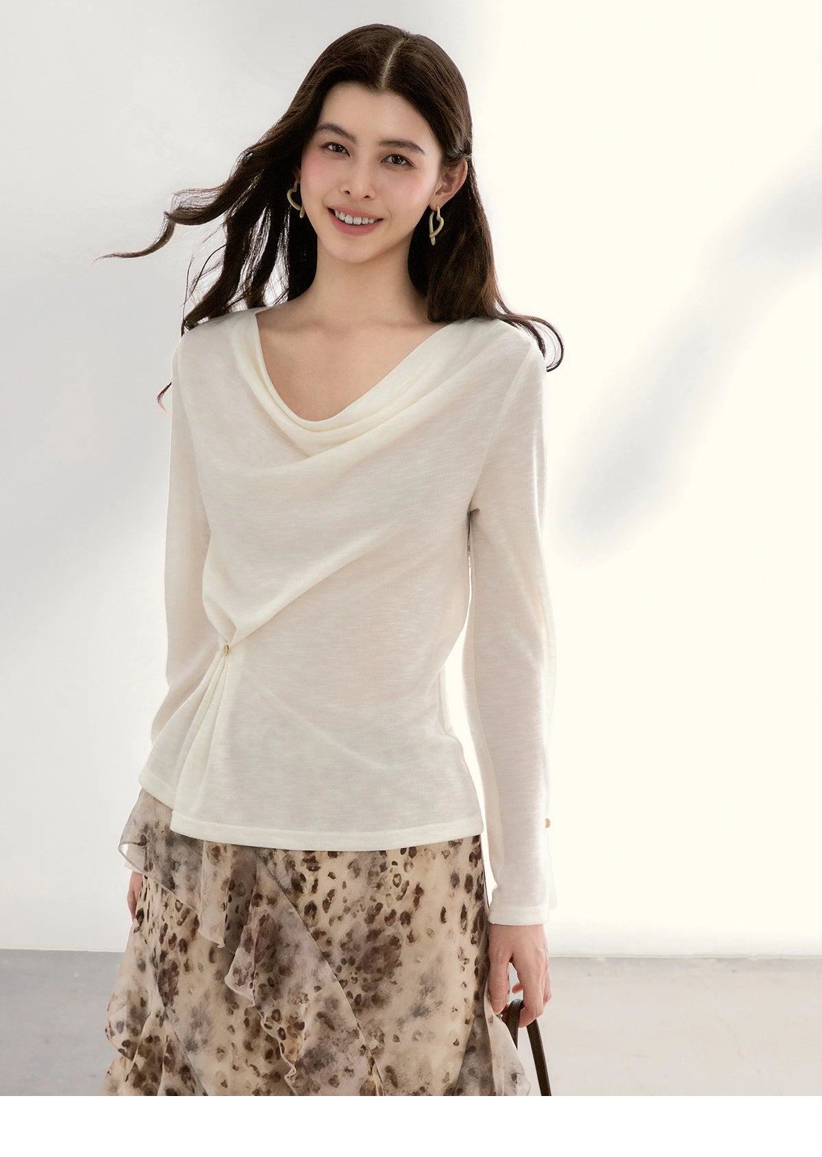 MISHOW Women's Leopard Print Maxi Skirt Spring Ruffled Chiffon Elastic Waist Skirts Casual Retro Flowy Long Skirt MXF108B0772