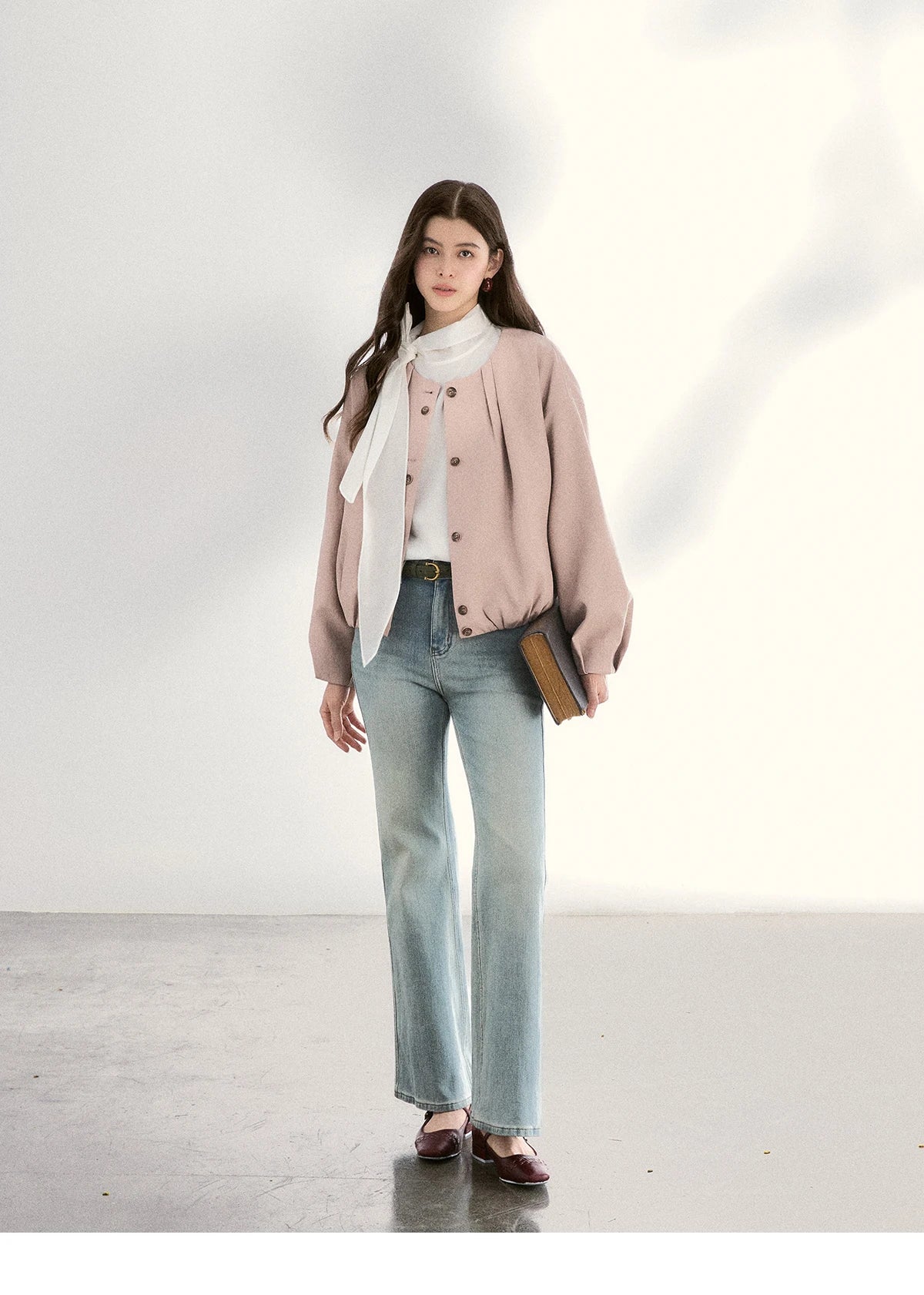 MISHOW Women's White Blouse Spring Bow Tie Neck Lantern Sleeve Patchwork Lace Blouses Casual Elegant Top Office Lady MXF108C0814