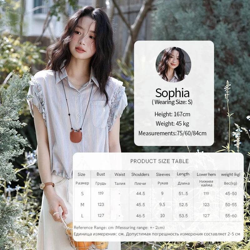 MISHOW Women's Short Sleeve Shirt 2025 Summer Ladies Turn-down Collar Button Shirt Casual Striped Top Female Clothing MXE38C2347