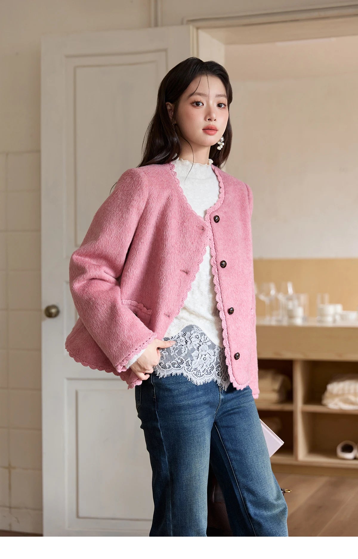 MISHOW Women's Jeans 2025 Autumn Winter Denim Blue Flared High Waist Slim Jeans New Retro Commute Wide Leg Trousers MXE51K1092