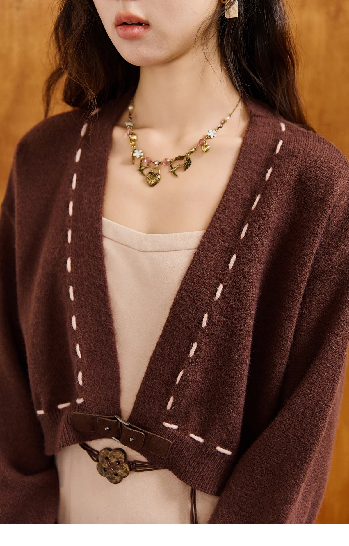 MISHOW Knitted cardigan camisole Dress Two-piece Set Autumn Frosted Velvet Retro Top Contrasting Design Dress Sets MXE47T1382