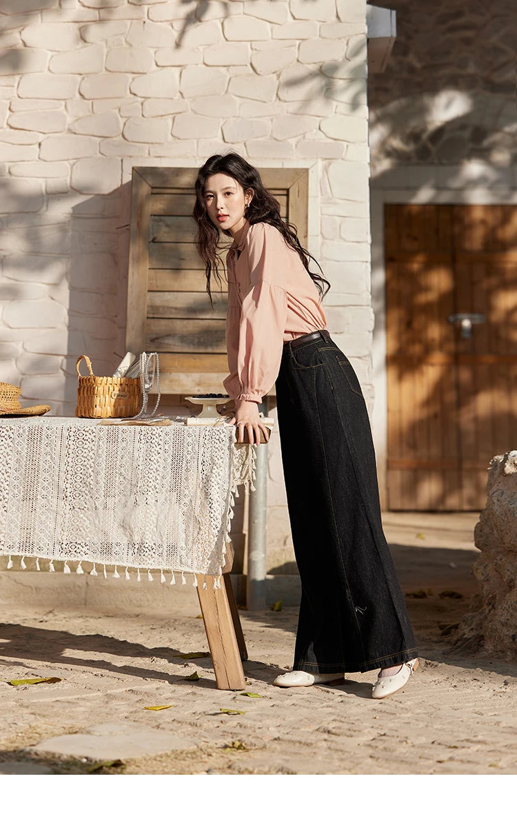 MISHOW French Polo Neck Long Sleeve Shirt Women's Spring Summer 2025 Elegant Sweet Cute Casual Tops Solid Shirts MXE11C0388