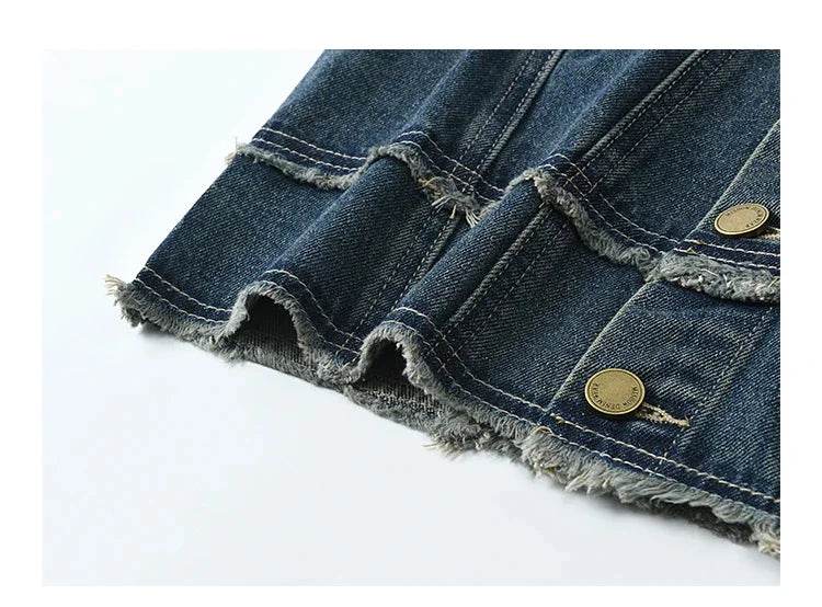 MISHOW Office Lady Spring Vest Female New Sleeveless Round Neck Raw Edge Denim Vests Women Fashion Retro Coat Woman MXE12W0710