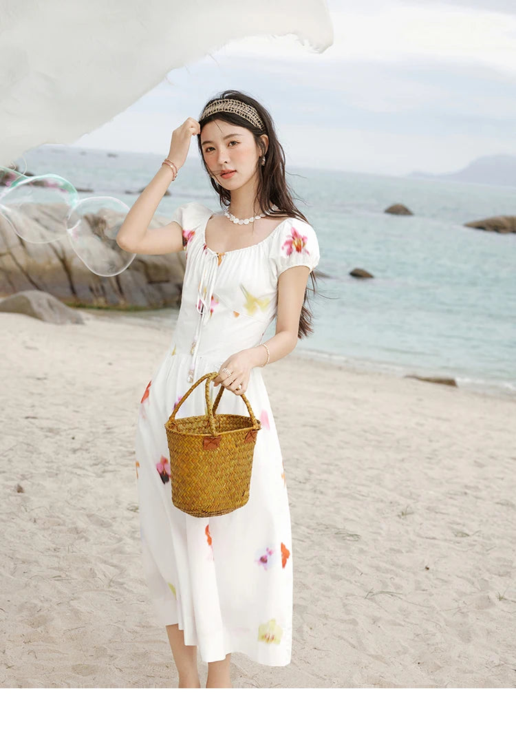 MISHOW Korean Cotton Print Drawstring Dress MXE32L2212