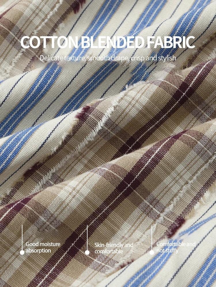 MISHOW Retro Plaid Patchwork Pleats Skirt Summer 2025 Versatile Flowers Slim Skirt A-LINE Skirts Excluding Waist Belt MXE35B0726