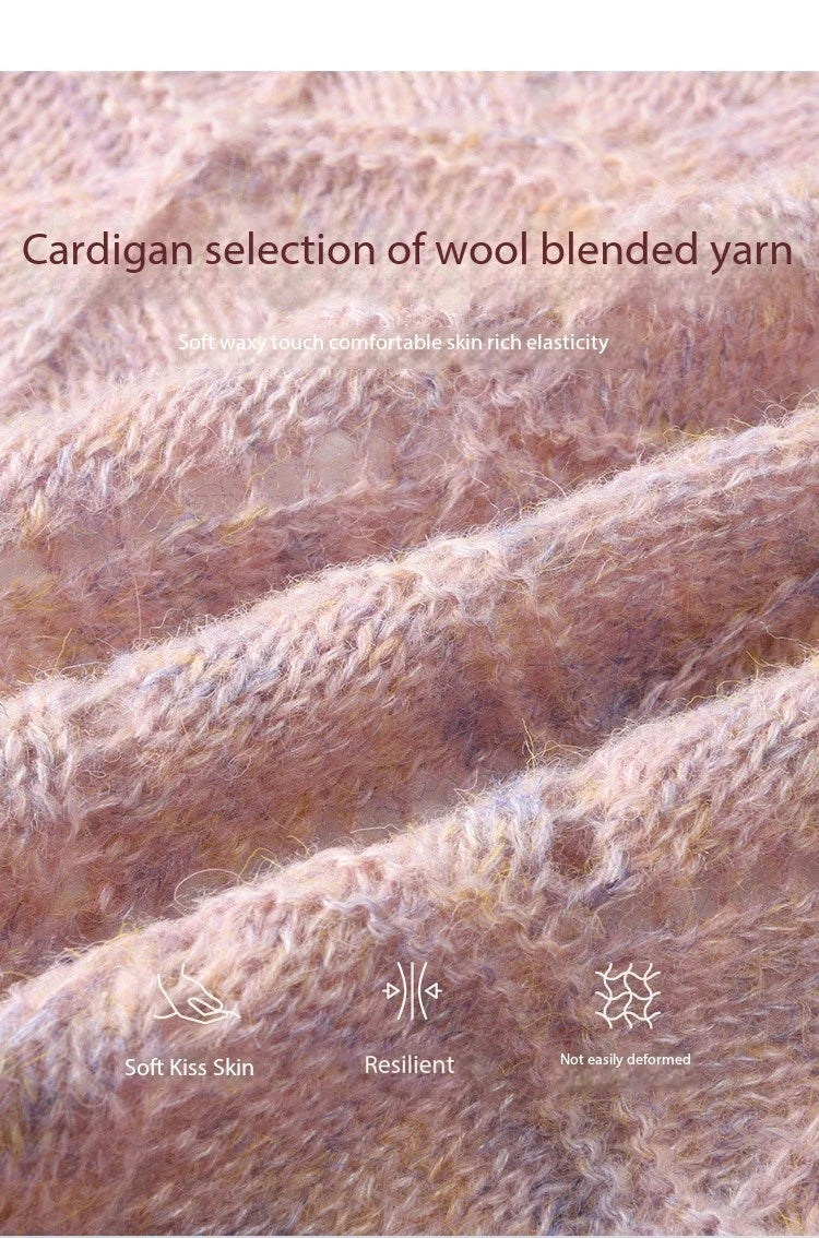 MISHOW French Knit Cardigan Women Separately 2025 Spring New Korean Casual Diamond Plaid Sweet V Neck Hollow Sweater MXE11Z1198