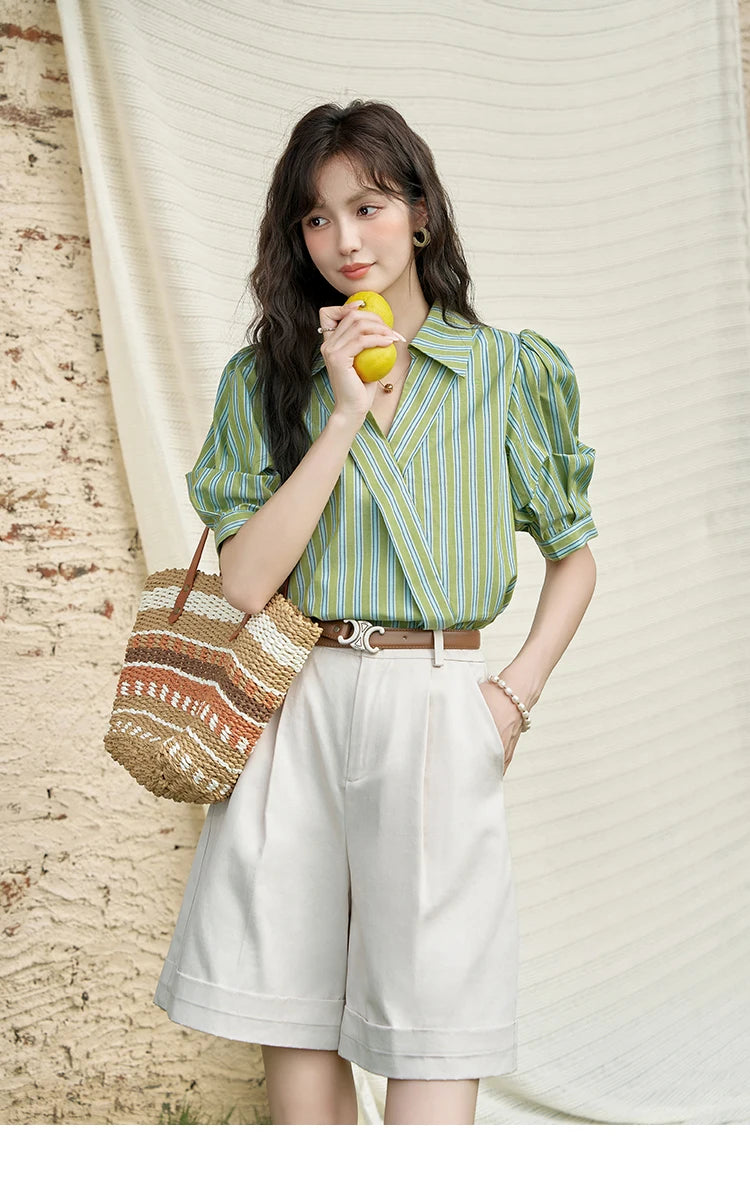 MISHOW Casual Solid Suit Short Pants for Women 2024 Summer High Waist Slim Straight Leg Pants Loose A-line Shorts MXD28K0647