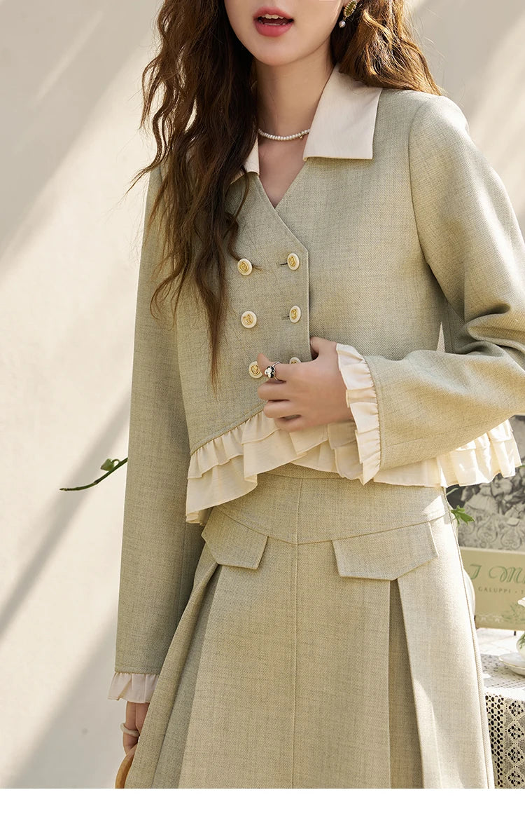 MISHOW Mini Skirt Jacket Separately Women Outfit 2024 Spring Autumn Fashion Crop Female Jacket Pleated A-line Skirts MXD11W0293