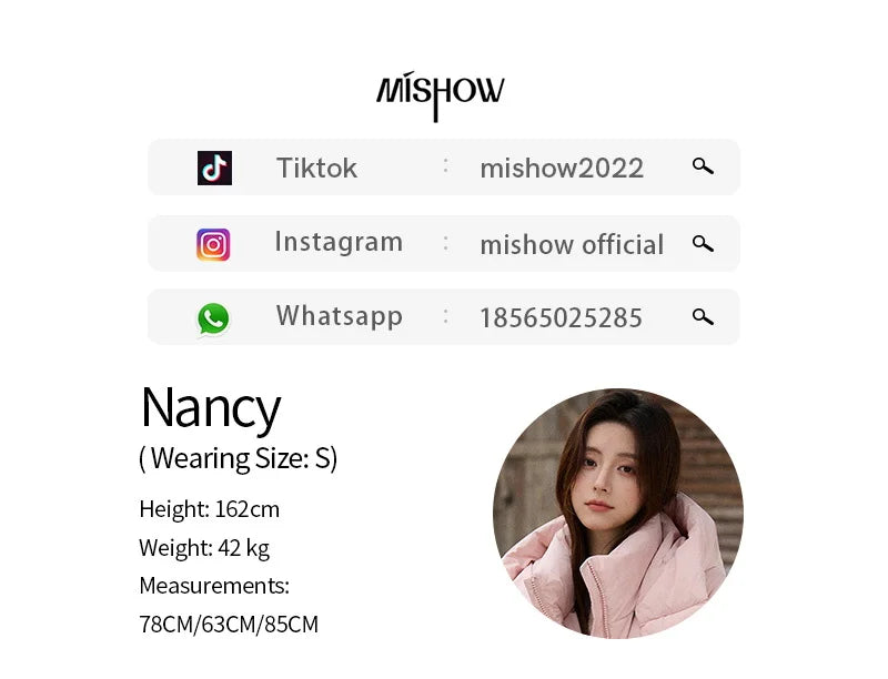 MISHOW Women's Lightweight Padded Jacket 2025 Winter 90%White Duck Down Puffer Jacket Hooded Warm Short Down Jacket MXE51Y0078