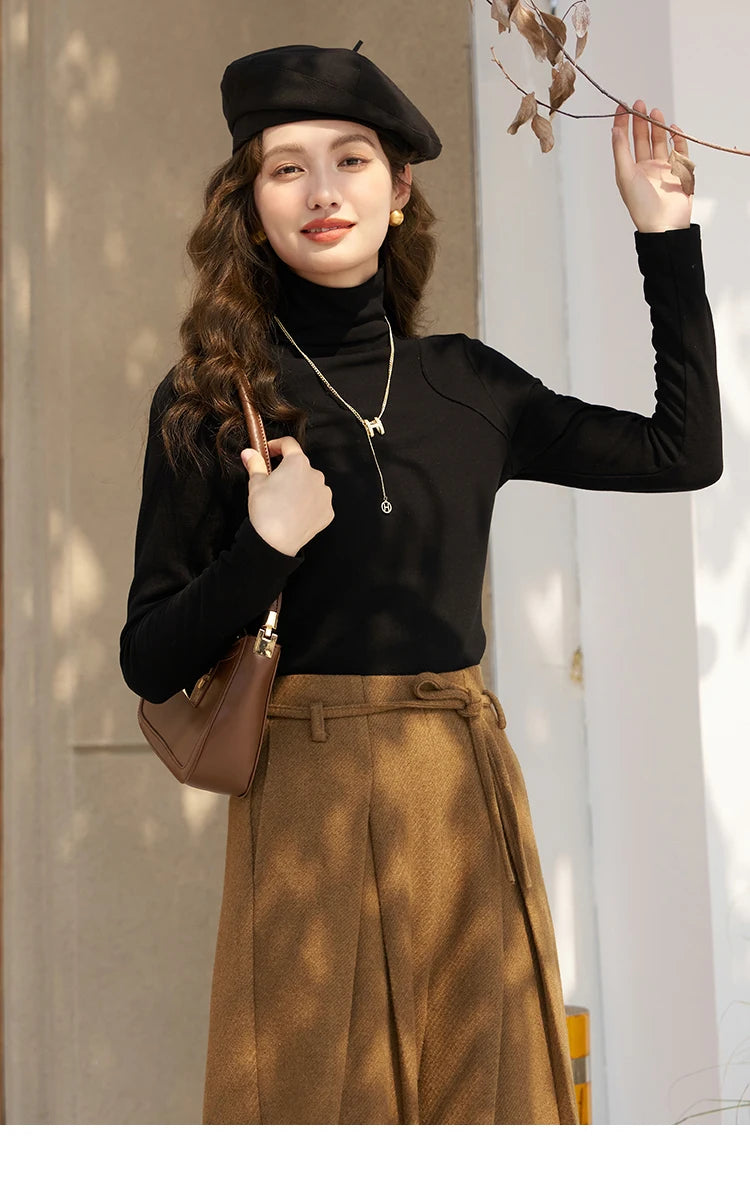 MISHOW Mock Neck Bottoming Shirt Long Sleeve Inner Tops for Women 2023 Autumn Winter New Fashion Warm Slim T-shirt MXC58Z0290