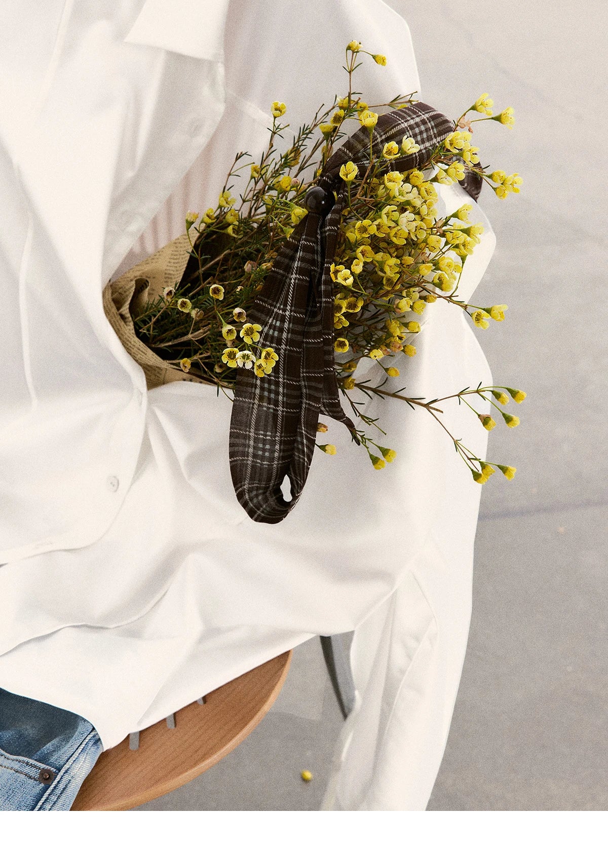 MISHOW Women's Casual Loose Shirt with Plaid Scarf 2026 Spring Lapel Tops Versatile Long Sleeve Shirts Office Lady MXF108C0815