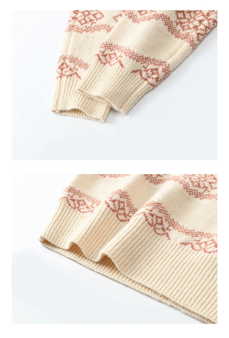 MISHOW Fair Isle Knitting Sweater Women Christmas Turn Down Collar Pullovers Versatile Soft Warm Office Lady Warm Top MXD59Z1042