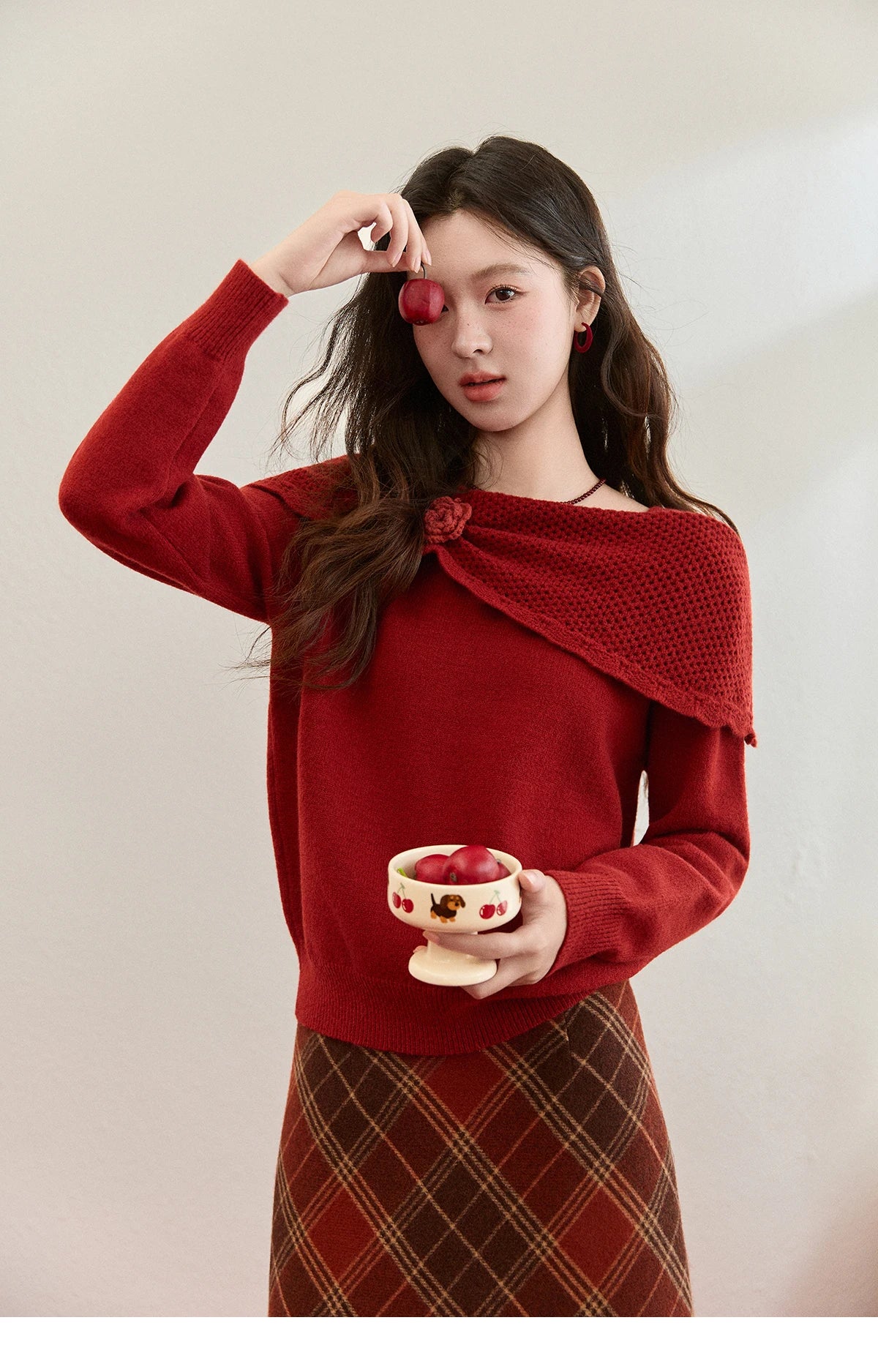 MISHOW New Year Christmas Women's Red Sweater 2025 Autumn Winter Soft Elegant Sweaters 3D Flower Alpaca Knitted Tops MXE94Z2889