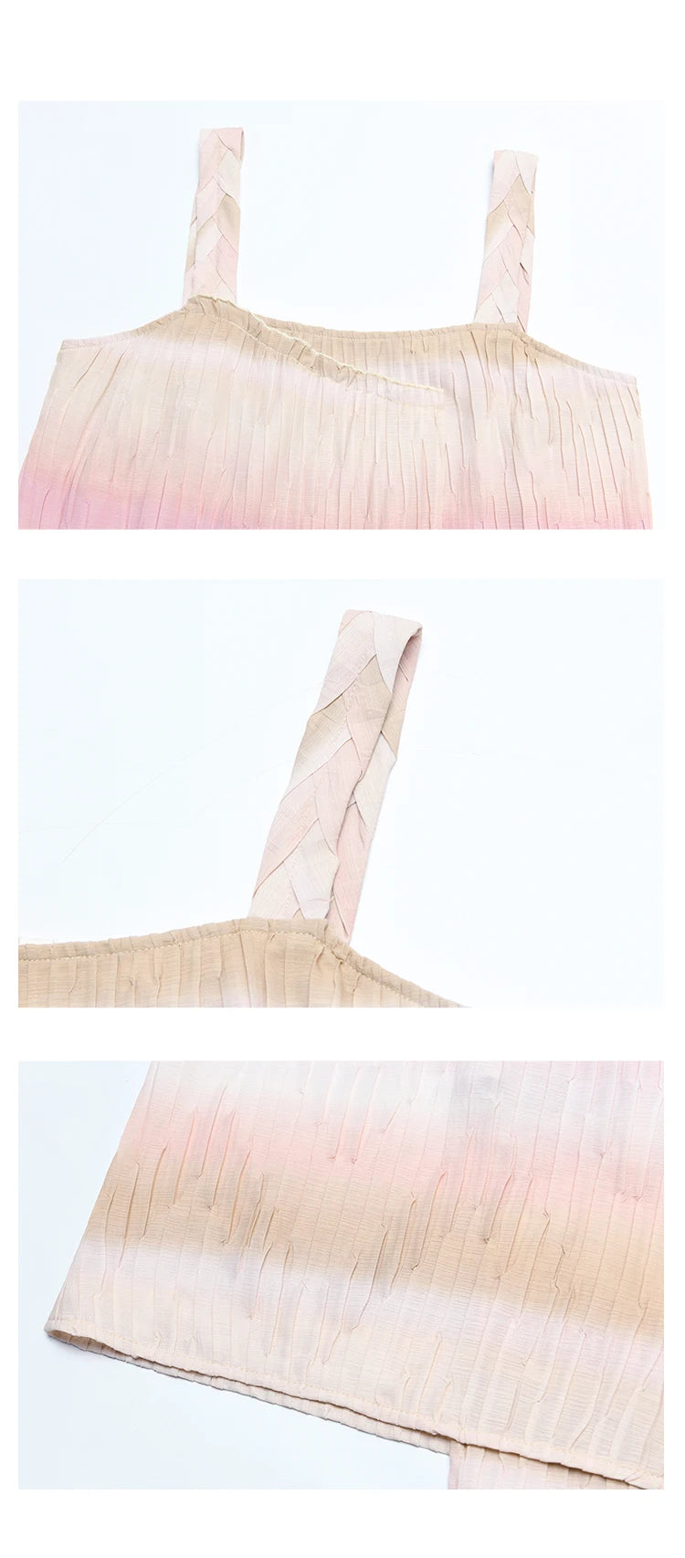 MISHOW Pink Striped Suspender Dress for Women 2025 Summer Sleeveless Irregular Front Dress Wave Mid Length Dresses MXD29L1930