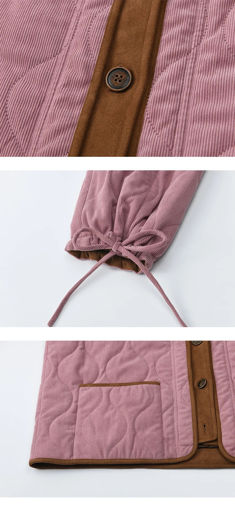 MISHOW Pink Purple Corduroy Jacket Women 2025 Winter Retro Gourd Pattern Pleated Cotton Splicing Suede Jacket Top MXE88W0882