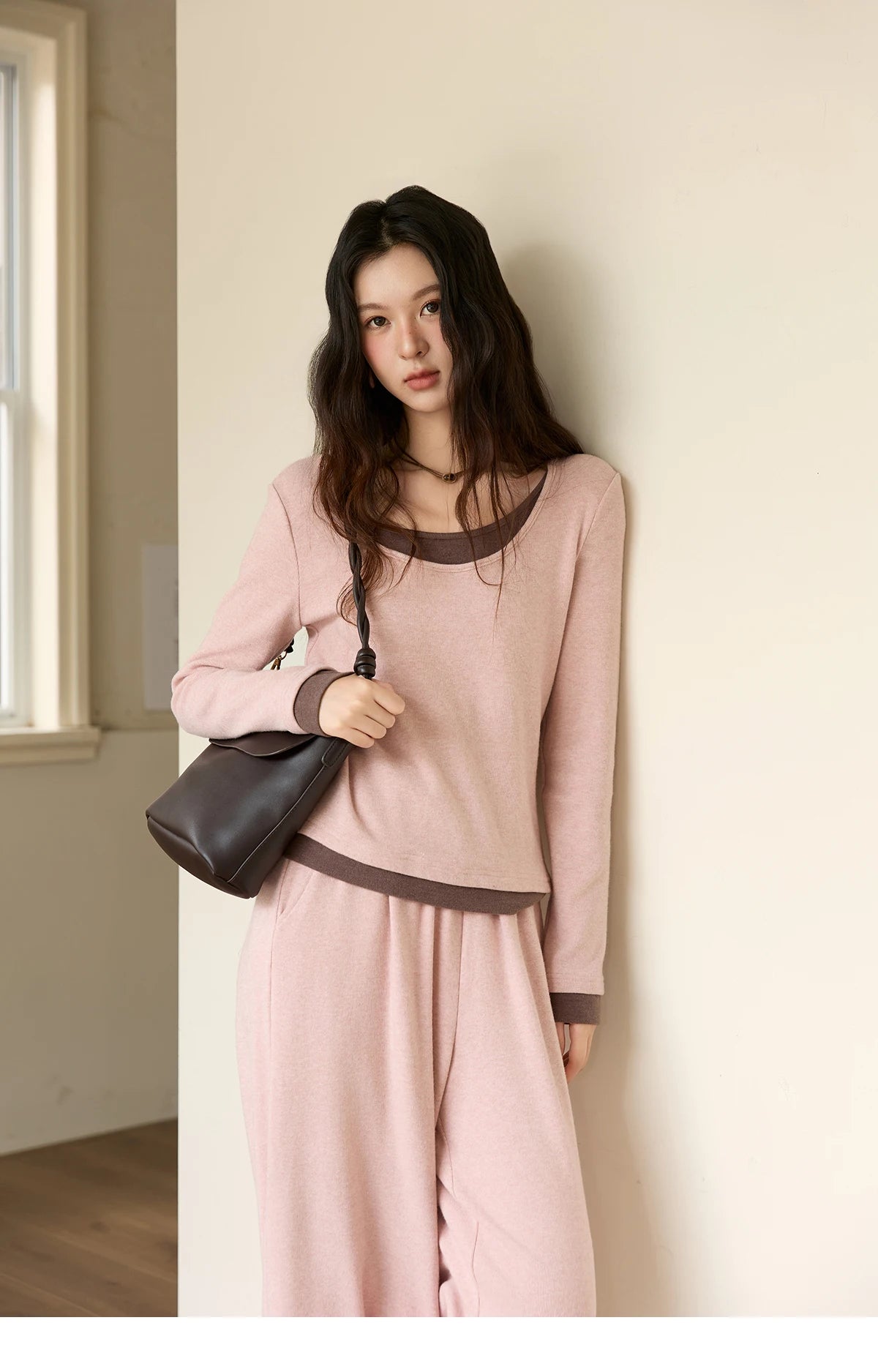 MISHOW Elastic Waist Casual Pants 2025 Autumn Winter Solid Full Length Pants Loose Wide Leg Trousers Office Lady MXE89K1119