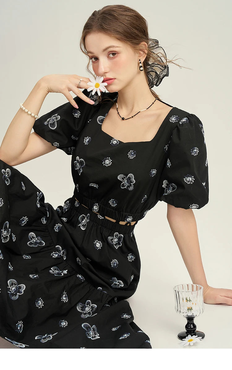 MISHOW High Waist Slim Floral Printing A-line Skirts Temperament Mid Length Skirt 2025 Summer Elastic Waist Skirt MPD21B0398