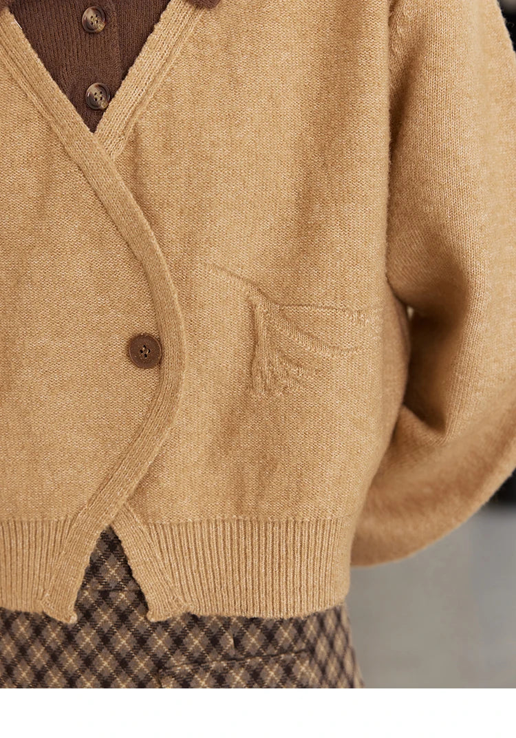 MISHOW Fake Two-piece Sweater Women French Retro Splicing Top 2024 Fall Winter New Korean Design Thin Knitwear MXD46Z0804