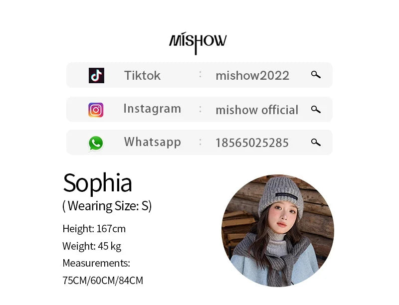 MISHOW Woman Blue Wool Coat with Shawl 2025 Winter Elegant Fashion Crew Neck Single-breasted Short Loose Thick Coat MXE87W0943