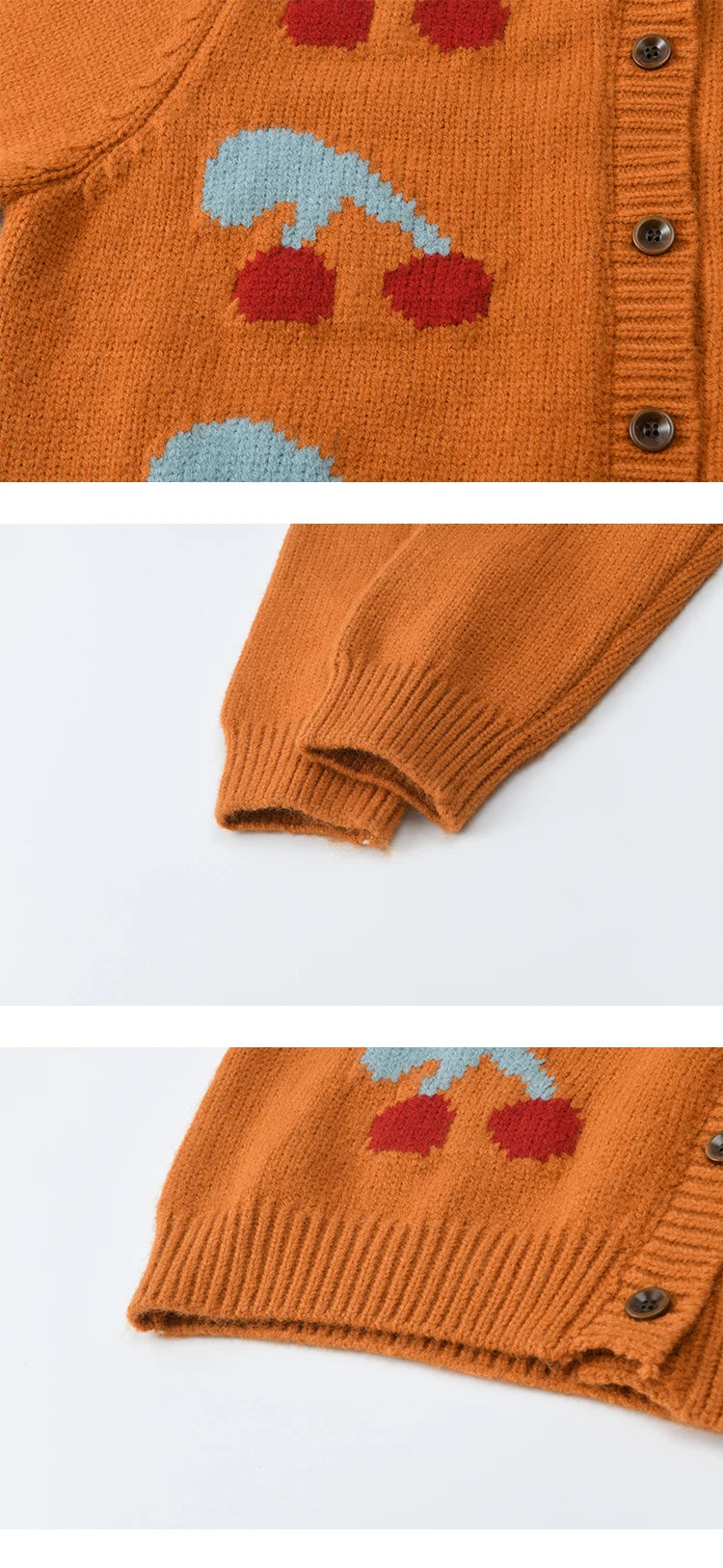 MISHOW Cherry Jacquard Knitted Cardigan for Women 2025 Winter Retro Sweet Round Neck Long Sleeves Sweater Commute Top MXE88Z2689