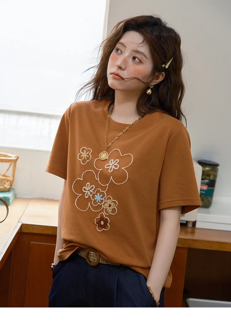 MISHOW Fashion Print T-shirt Women's 2025 Summer New O-Neck Short Sleeve Tee Casual Versatile Top Women's Clothing MXE36T0576