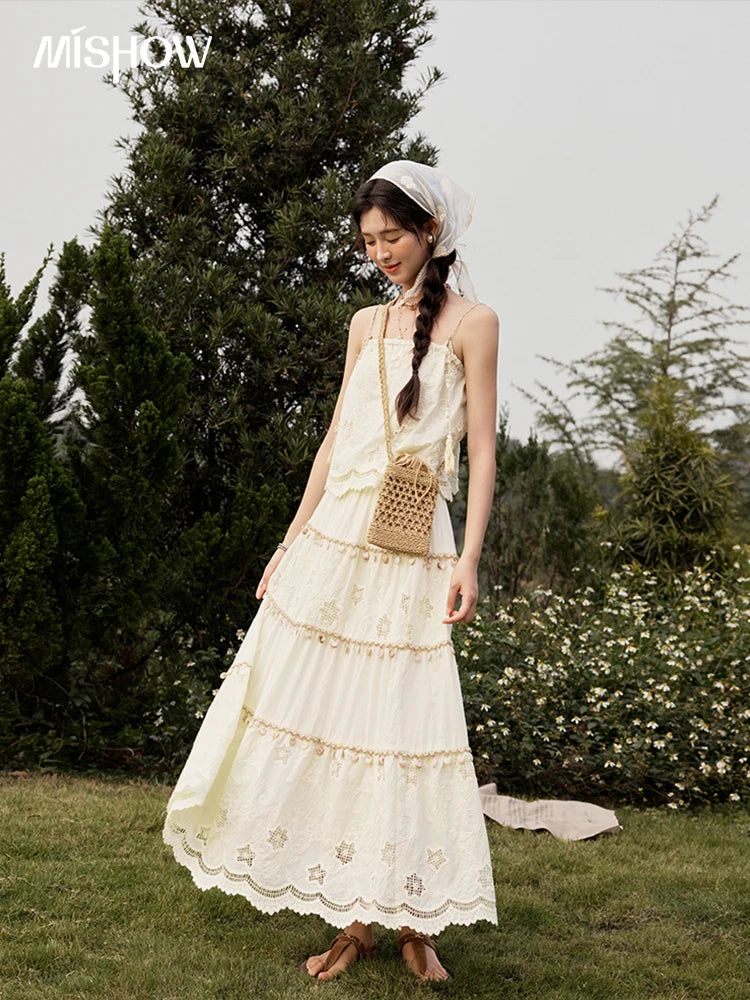 MISHOW Bohemian Summer Camisole Skirt Sets Women 2025 Sleeveless Embroidery Tops Long Skirts Female New Fashion MXE34T0568