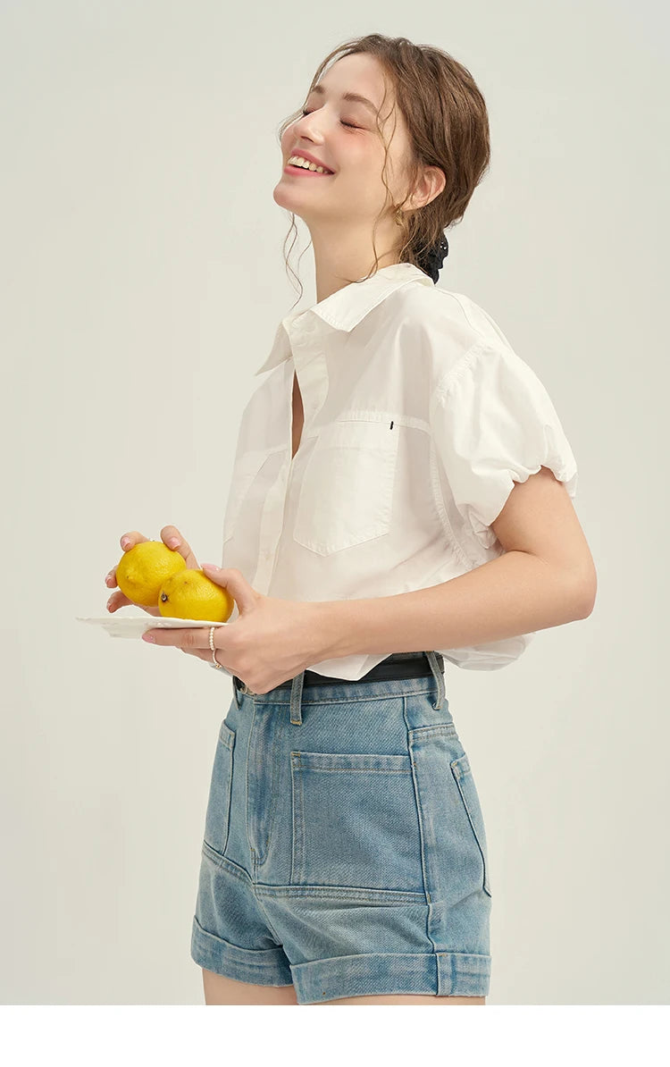 MISHOW Women's Denim Blue Shorts 2025 Summer Korean High Waist Pockets Shorts Female Straight Slim Casual Short Pants MPD26K0618